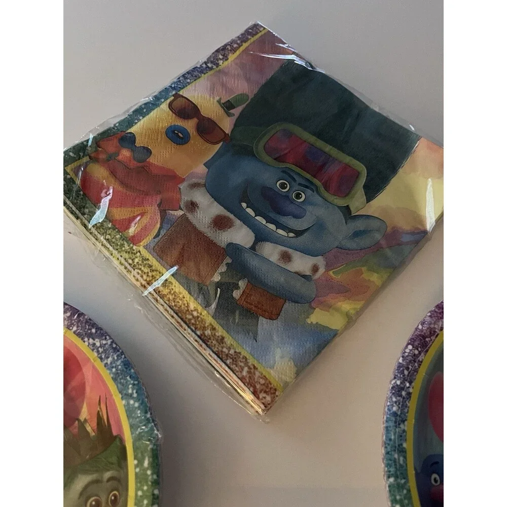 Treasure Trolls 20 Cake Plates And Napkins Happy Birthday Party